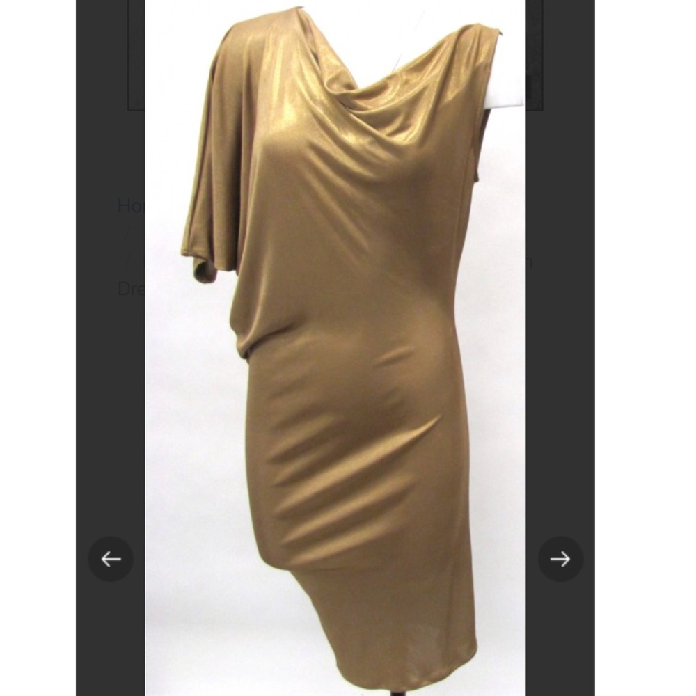 NWT BCBG Maxazria Shiny Gold Dress, Abrial, Size S
